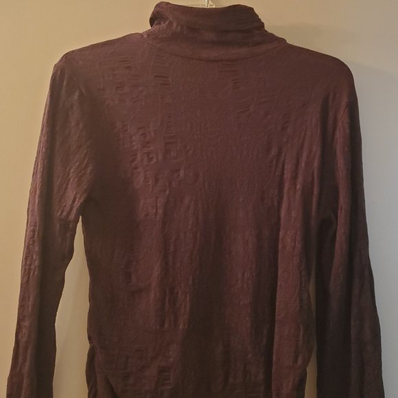 Rafaella Turtleneck Top,  3/4 sleeves, Brown M - Picture 3 of 9